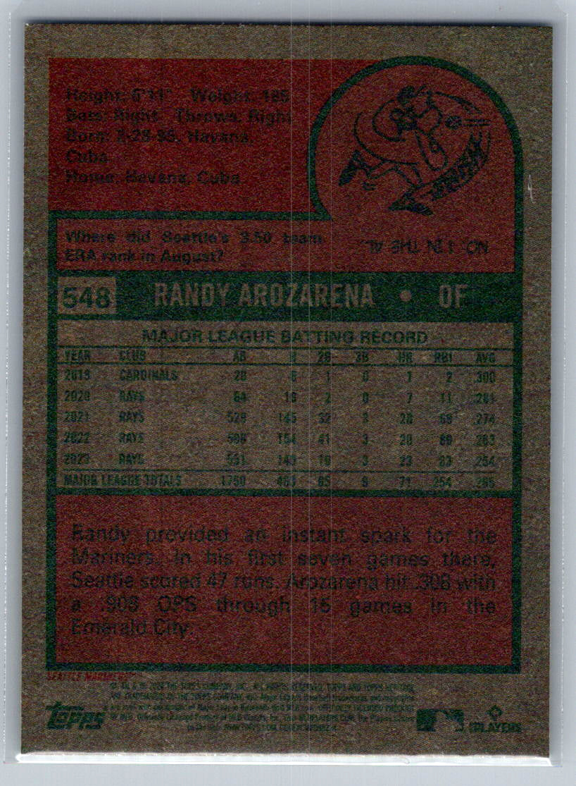 2024 Topps Heritage #548 Randy Arozarena Seattle Mariners