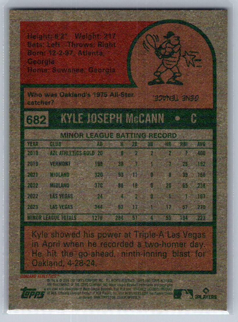 2024 Topps Heritage #682 Kyle McCann Oakland Athletics
