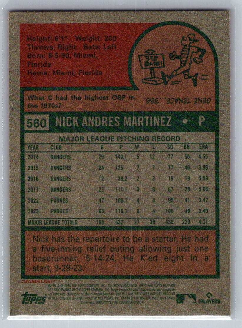 2024 Topps Heritage #560 Nick Martinez Cincinnati Reds