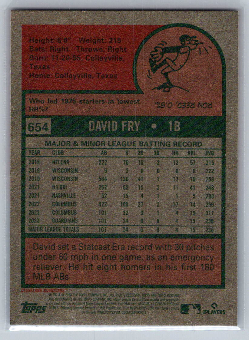 2024 Topps Heritage #654 David Fry Cleveland Guardians