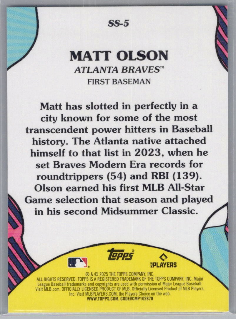 2025 Topps #SS-5 Matt Olson Summer Superstars Atlanta Braves