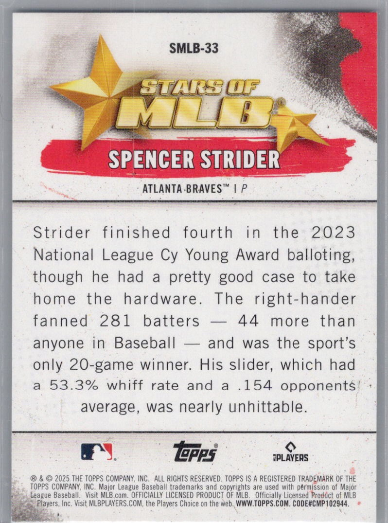 2025 Topps #SMLB-33 Spencer Strider Stars of MLB Atlanta Braves