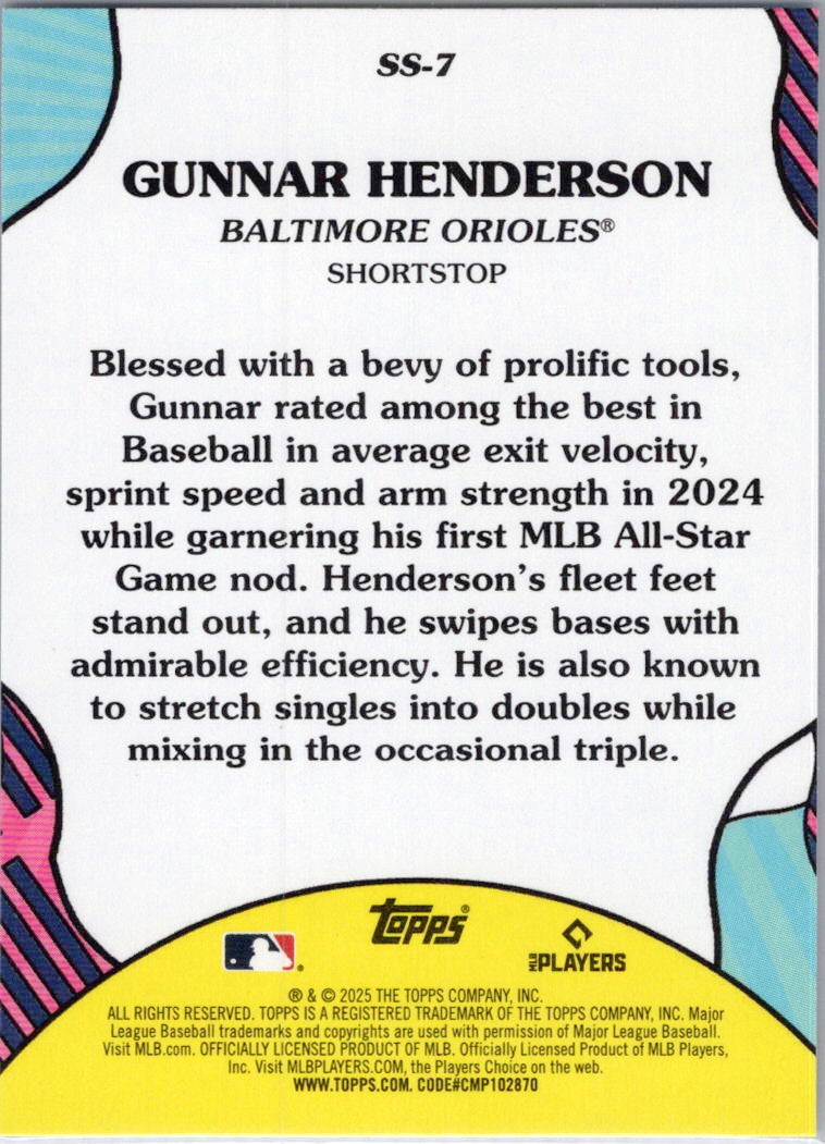 2025 Topps #SS-7 Gunnar Henderson Summer Superstars Baltimore Orioles