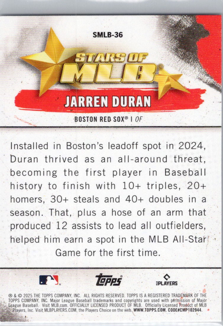 2025 Topps #SMLB-36 Jarren Duran Stars of MLB Boston Red Sox