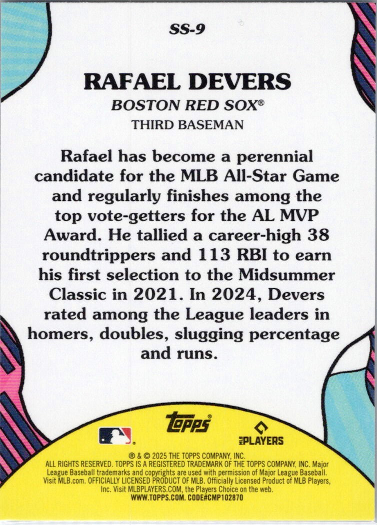 2025 Topps #SS-9 Rafael Devers Summer Superstars Boston Red Sox
