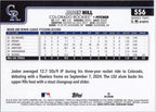 2025 Topps #556 Jaden Hill Colorado Rockies