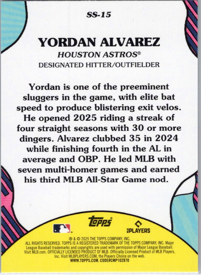 2025 Topps #SS-15 Yordan Alvarez Summer Superstars Houston Astros