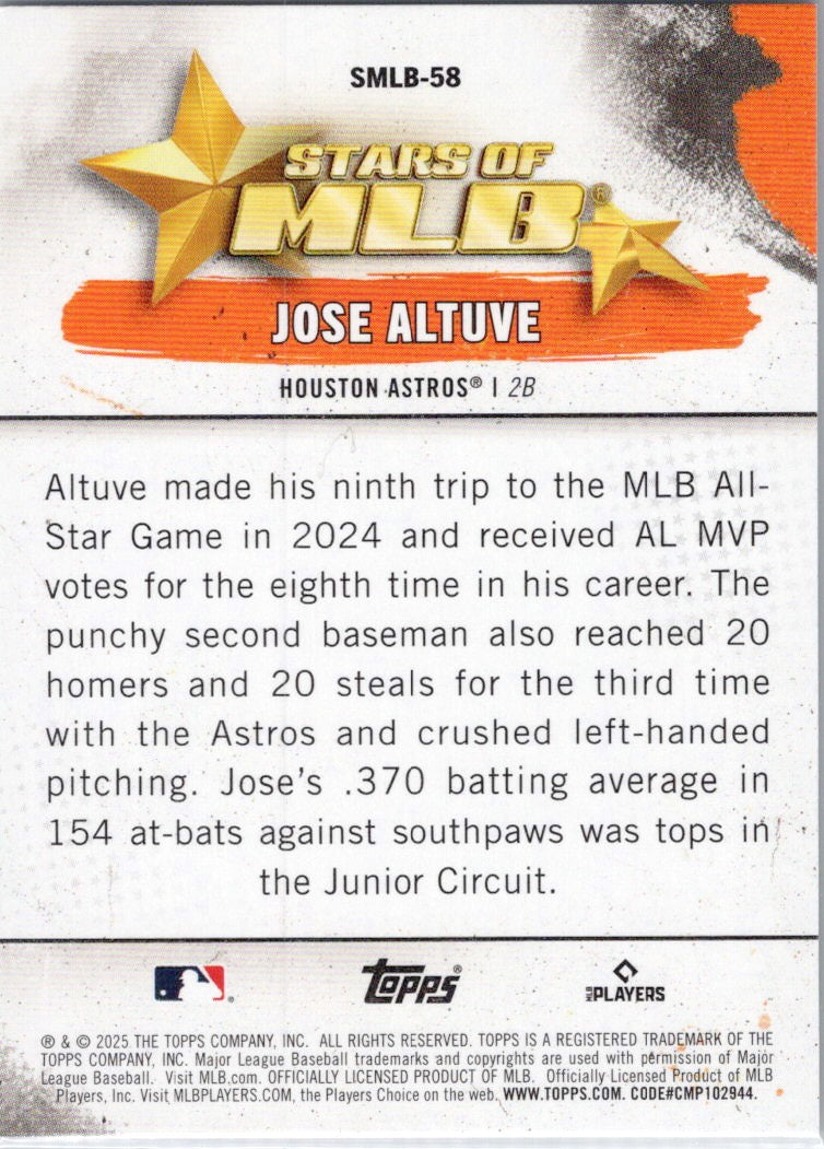 2025 Topps #SMLB-58 Jose Altuve Stars of MLB Houston Astros