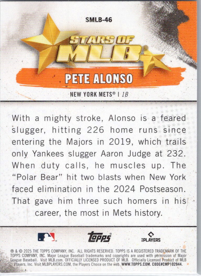 2025 Topps #SMLB-46 Pete Alonso Stars of MLB New York Mets