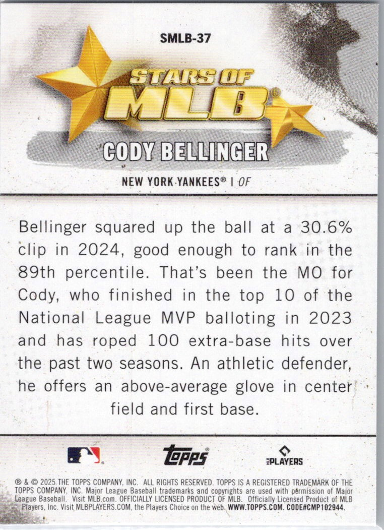 2025 Topps #SMLB-37 Cody Bellinger Stars of MLB New York Yankees