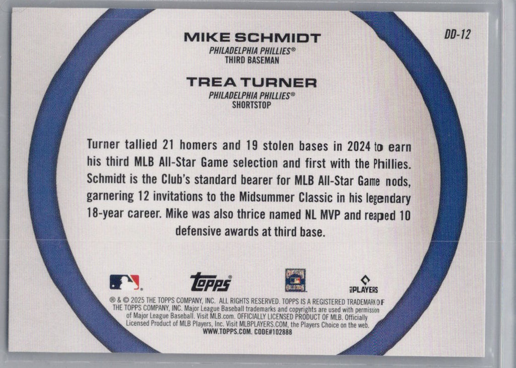 2025 Topps #DD-12 Mike Schmidt / Trea Turner Dynamic Duos Philadelphia Phillies
