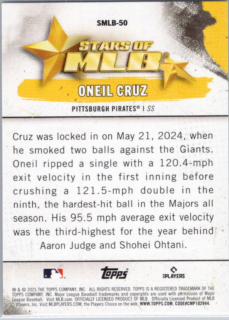 2025 Topps #SMLB-50 Oneil Cruz Stars of MLB Pittsburgh Pirates