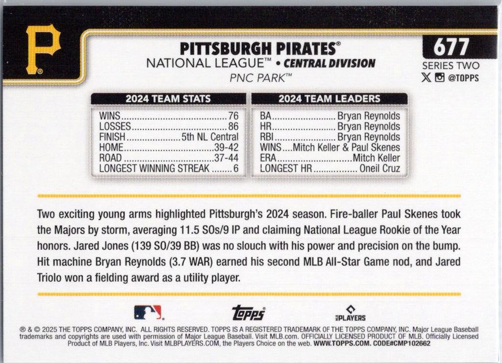 2025 Topps #677 Pittsburgh Pirates Pittsburgh Pirates
