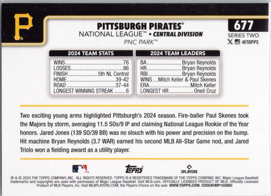 2025 Topps #677 Pittsburgh Pirates Pittsburgh Pirates
