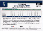 2025 Topps #691 Troy Taylor Seattle Mariners