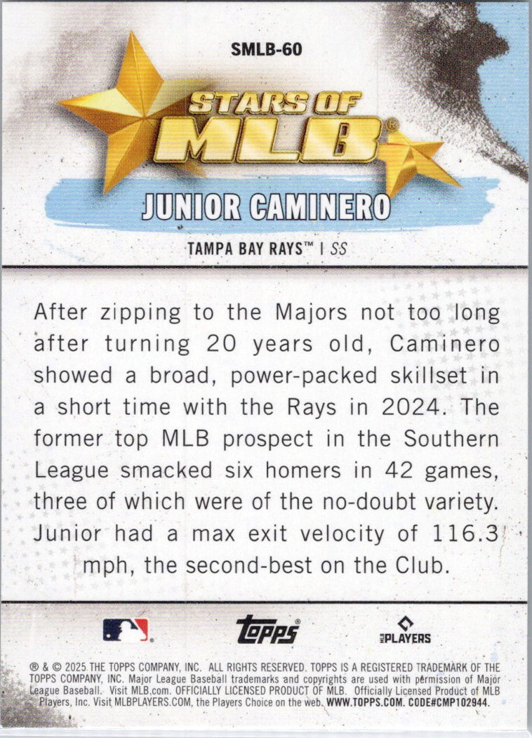 2025 Topps #SMLB-60 Junior Caminero Stars of MLB Tampa Bay Rays