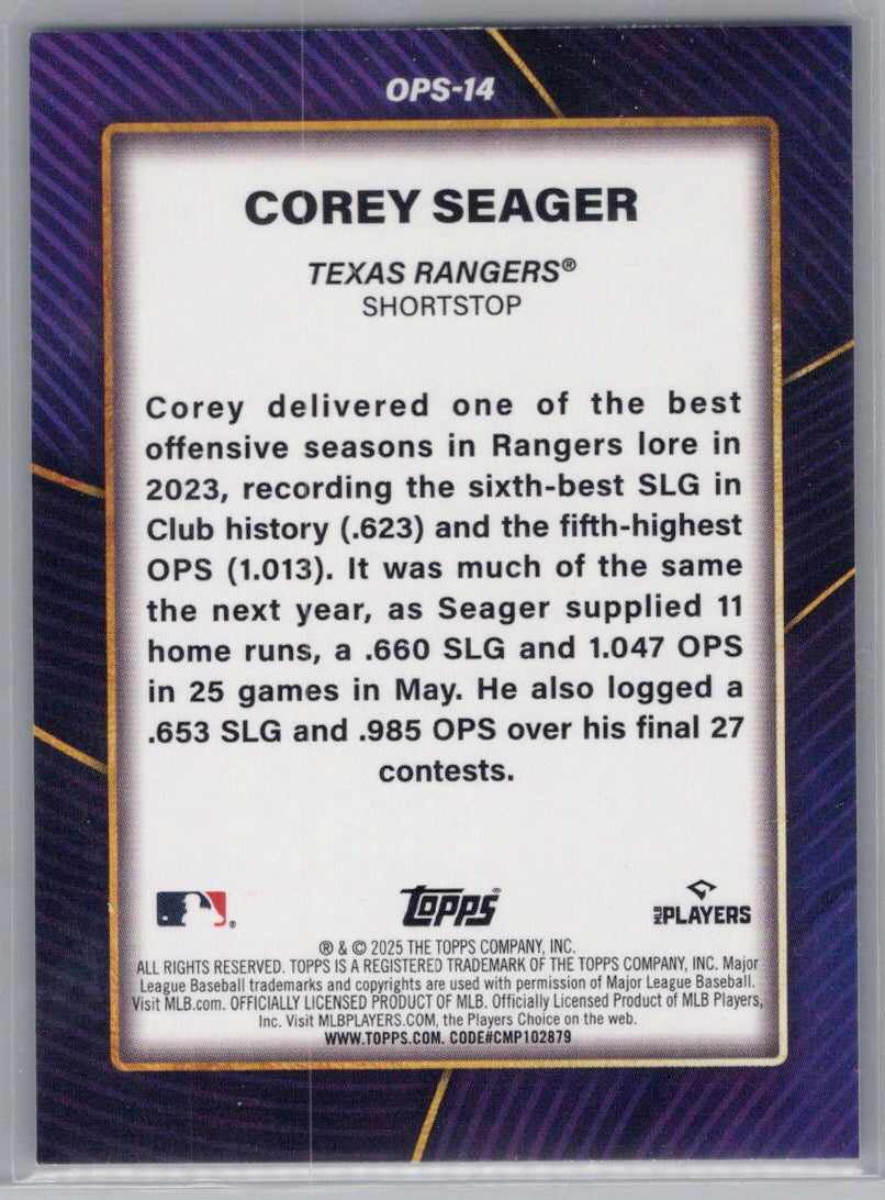 2025 Topps #OPS-14 Corey Seager OPS Leaders Texas Rangers