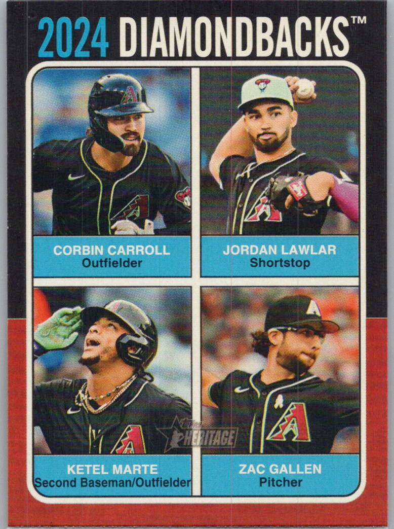 2024 Topps Heritage #75TQ-10 Gallen / Marte / Carroll / Lawlar 1975 Team Quads