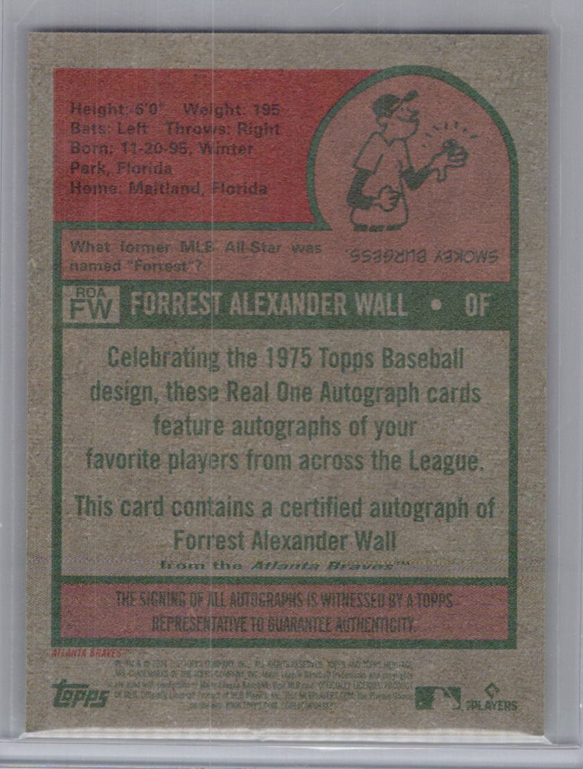 2024 Topps Heritage #ROAFW Forrest Wall Real One Autographs (High Number) Atlanta Braves