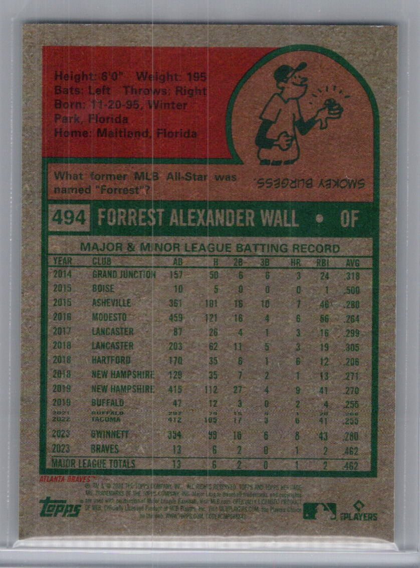 2024 Topps Heritage #494 Forrest Wall Chrome #/699 Atlanta Braves