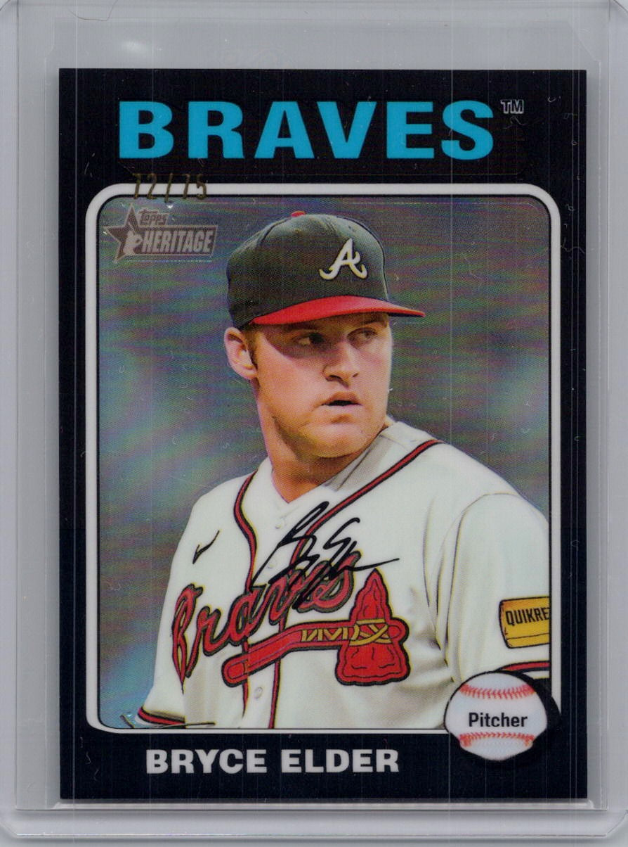 2024 Topps Heritage #329 Bryce Elder Chrome Black Refractor #/75 Atlanta Braves
