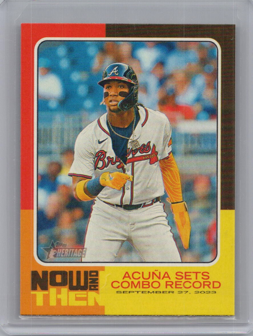 2024 Topps Heritage #NAT-1 Ronald Acuña Jr. Now and Then Atlanta Braves