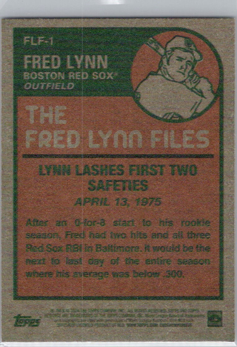 2024 Topps Heritage #FLF-1 Fred Lynn The Fred Lynn Files Boston Red Sox