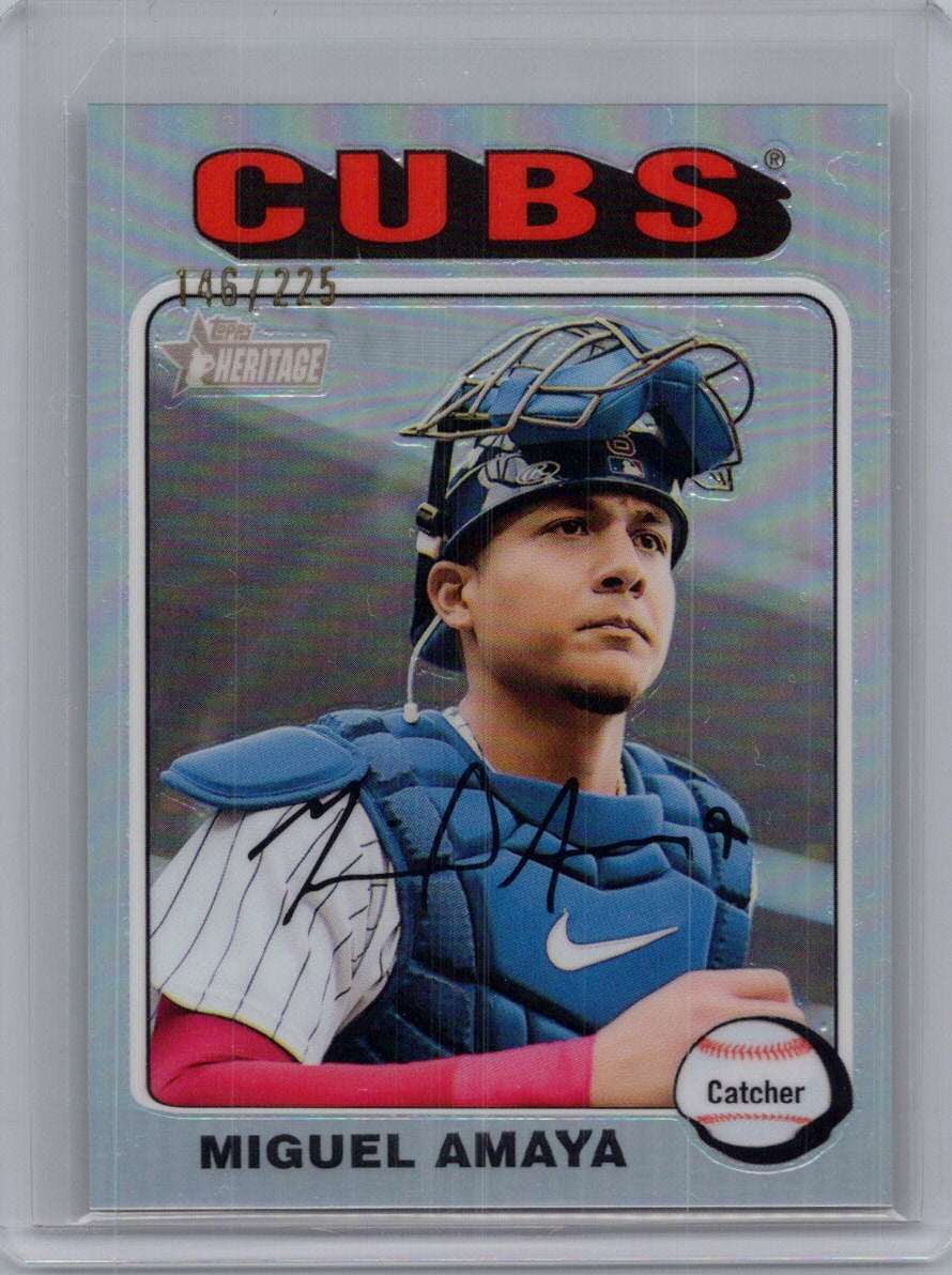 2024 Topps Heritage #294 Miguel Amaya Chrome Silver Refractor #/225 Chicago Cubs