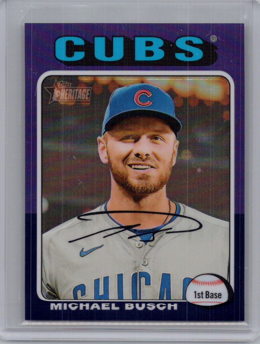 2024 Topps Heritage #537 Michael Busch Chrome Purple Refractor Chicago Cubs