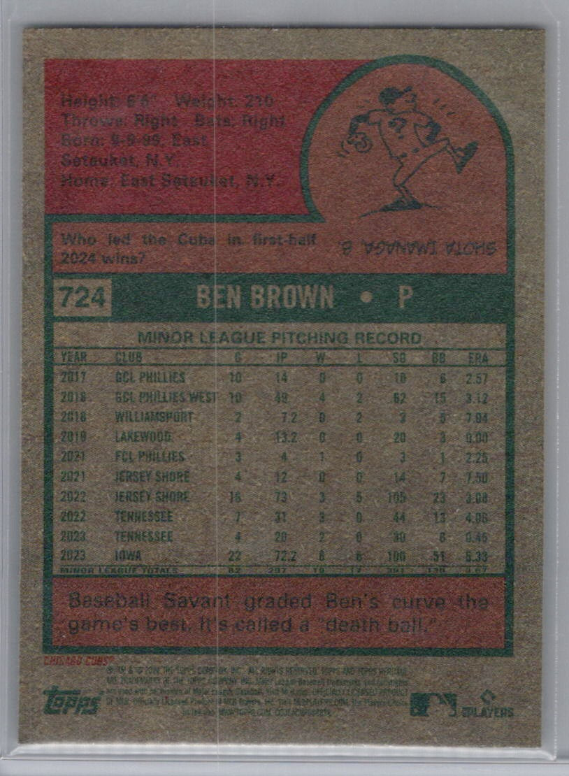 2024 Topps Heritage #724 Ben Brown Chicago Cubs