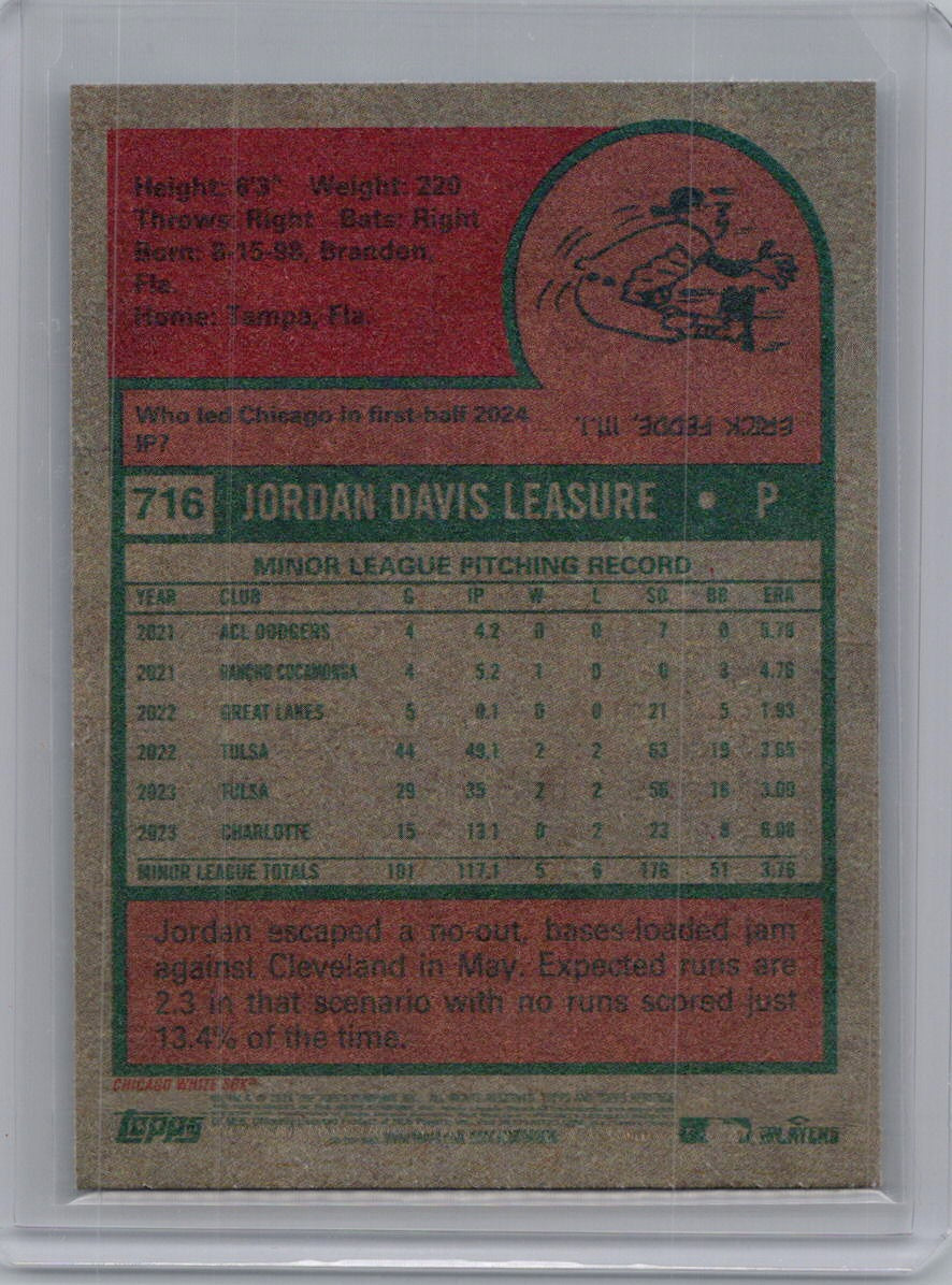 2024 Topps Heritage #716 Jordan Leasure Chicago White Sox