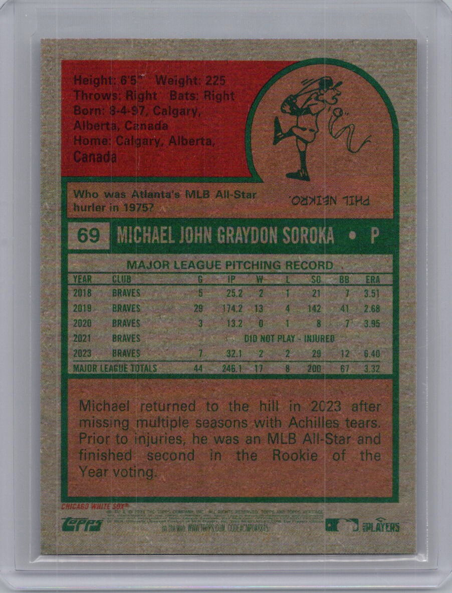 2024 Topps Heritage #69 Michael Soroka Chrome Purple Refractor Chicago White Sox