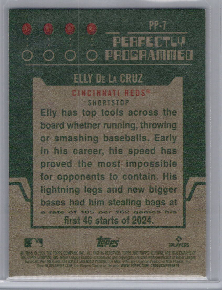 2024 Topps Heritage #PP-7 Elly De La Cruz Perfectly Programmed Cincinnati Reds