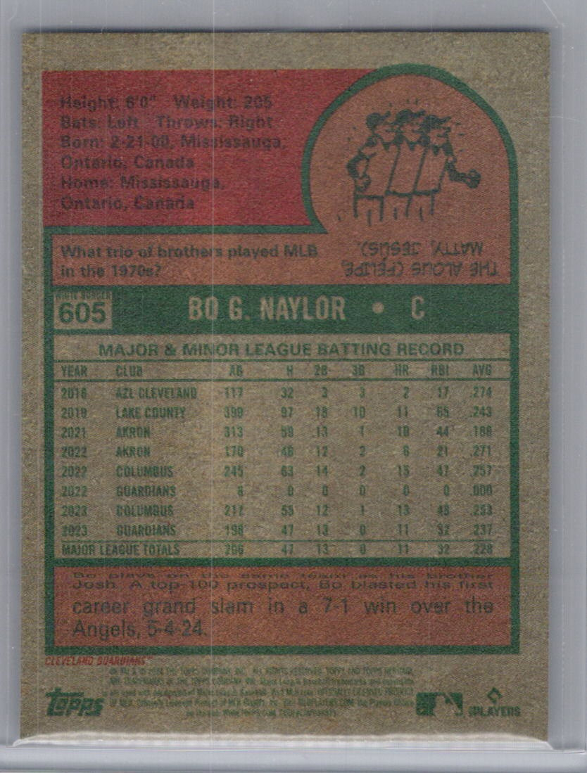 2024 Topps Heritage #605 Bo Naylor White Border Cleveland Guardians