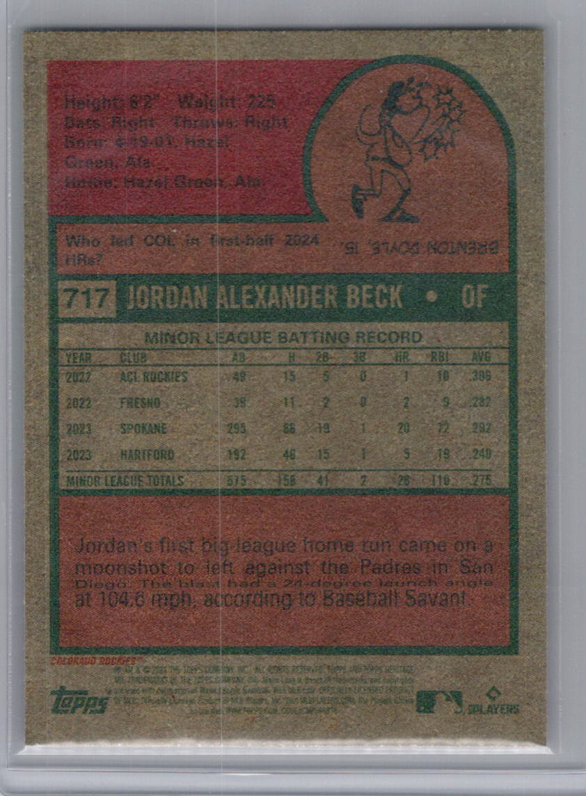 2024 Topps Heritage #717 Jordan Beck Colorado Rockies