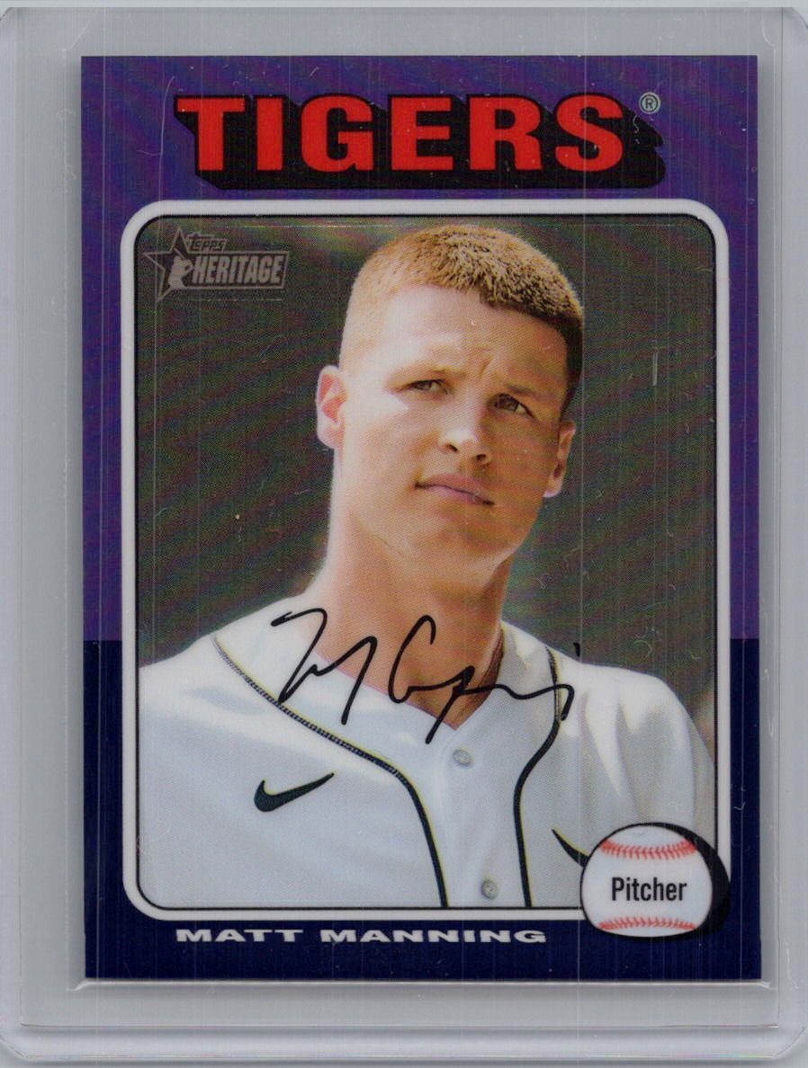 2024 Topps Heritage #14 Matt Manning Chrome Purple Refractor Detroit Tigers