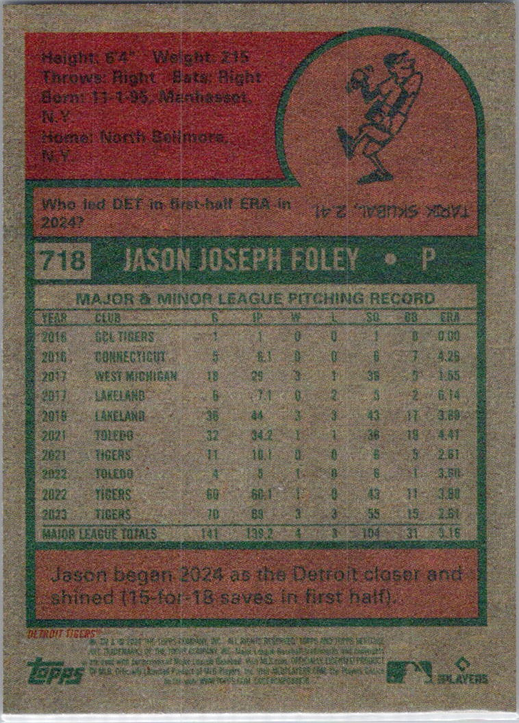2024 Topps Heritage #718 Jason Foley Detroit Tigers