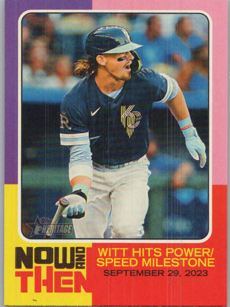 2024 Topps Heritage #NAT-12 Bobby Witt Jr. Now and Then Kansas City Royals