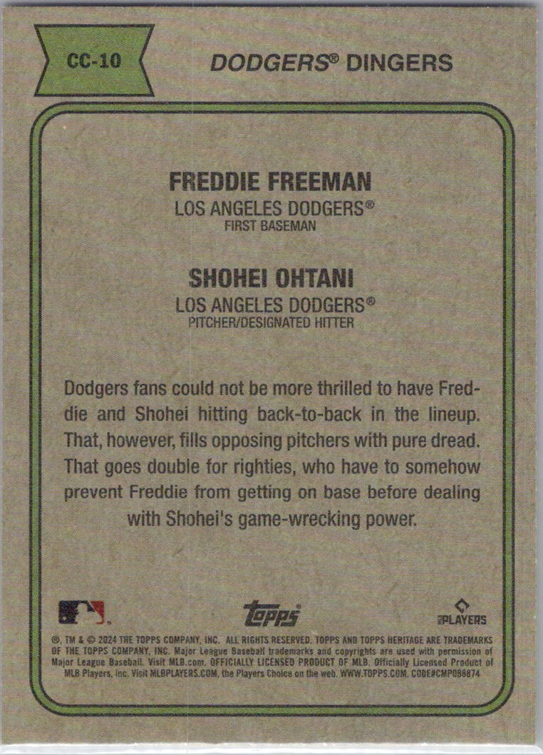 2024 Topps Heritage #CC-10 Dodgers Dingers (Shohei Ohtani / Freddie Freeman)