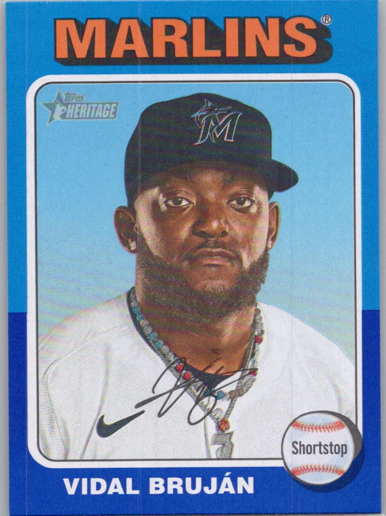 2024 Topps Heritage #703 Vidal Bruján Dark Blue Border Miami Marlins