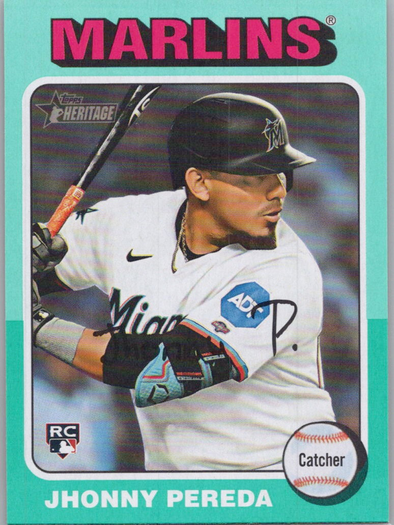 2024 Topps Heritage #719 Jhonny Pereda Aqua Border Miami Marlins