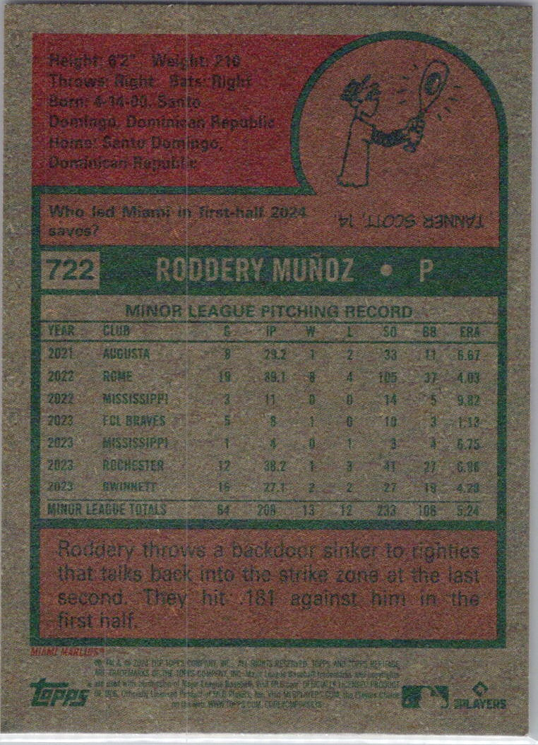 2024 Topps Heritage #722 Roddery Muñoz Miami Marlins