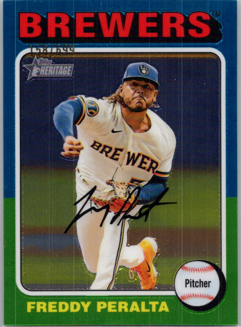 2024 Topps Heritage #73 Freddy Peralta Chrome #/699 Milwaukee Brewers