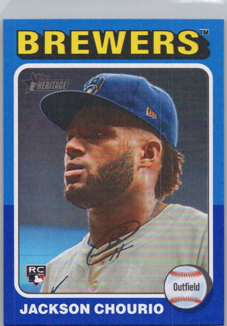 2024 Topps Heritage #632 Jackson Chourio Dark Blue Border Milwaukee Brewers