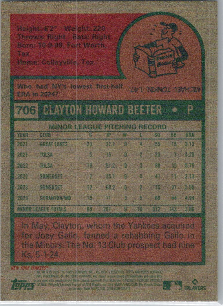 2024 Topps Heritage #706 Clayton Beeter New York Yankees