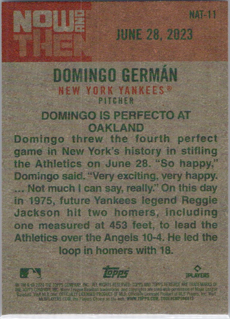 2024 Topps Heritage #NAT-11 Domingo Germán Now and Then New York Yankees