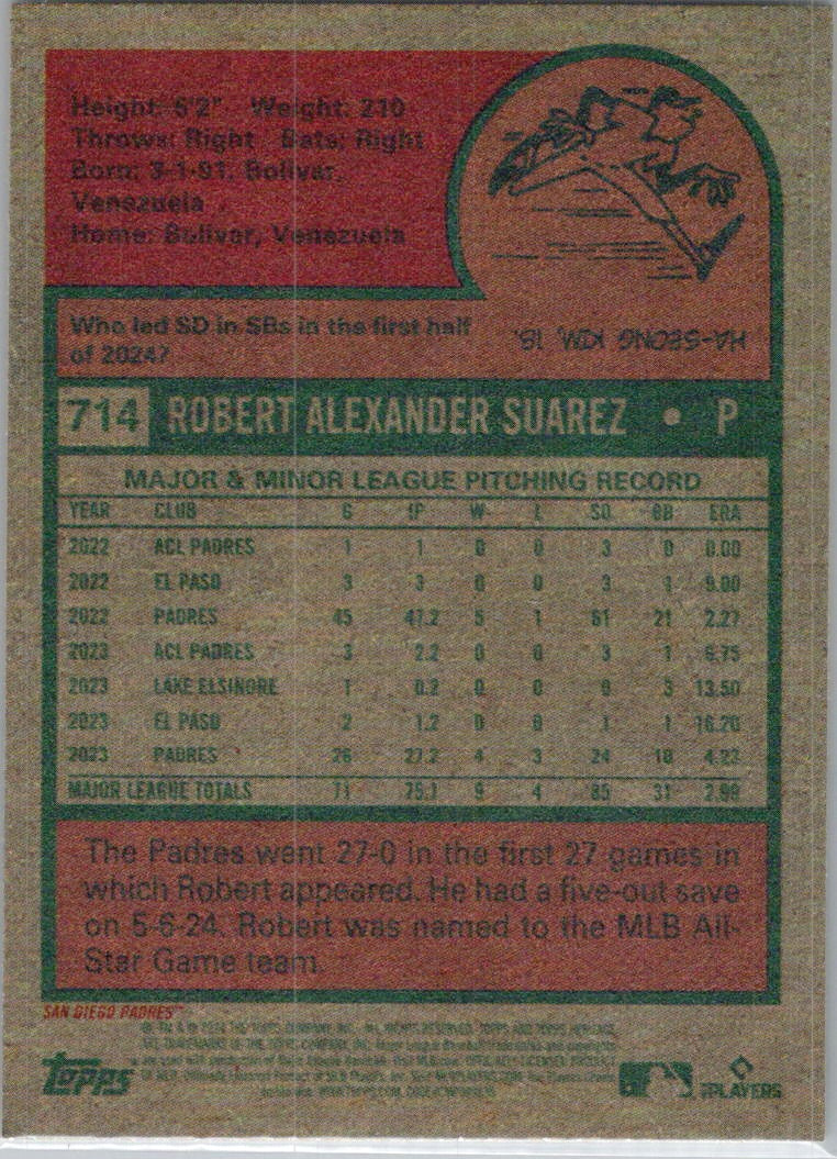 2024 Topps Heritage #714 Robert Suarez San Diego Padres