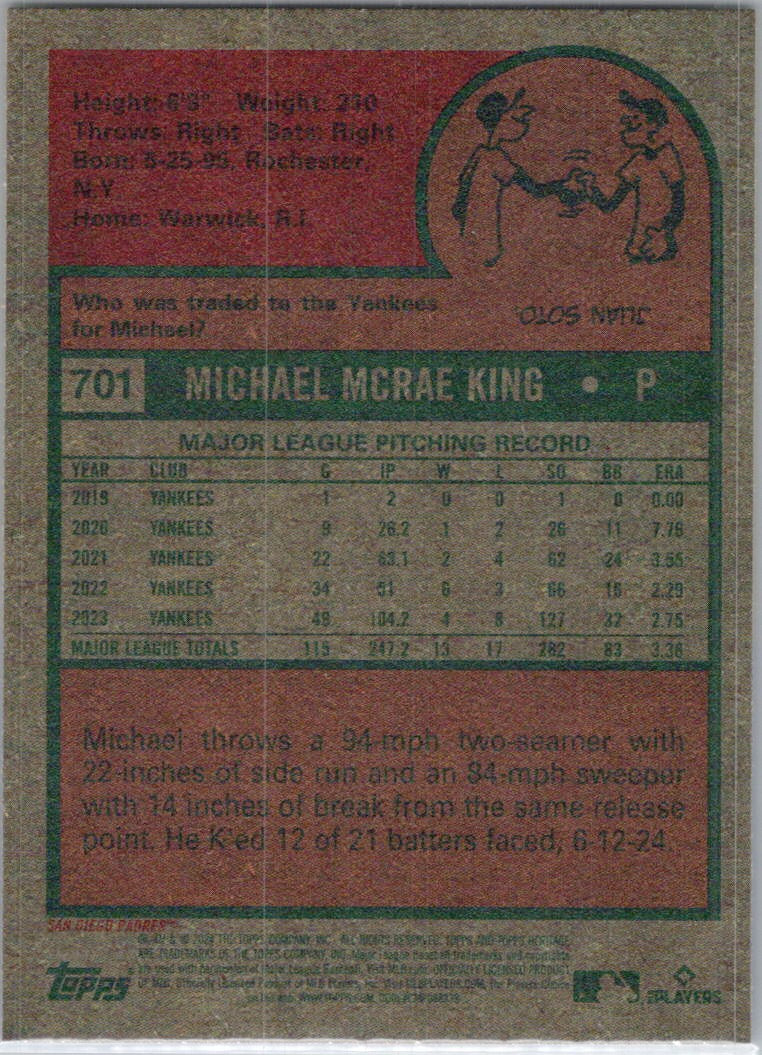 2024 Topps Heritage #701 Michael King San Diego Padres