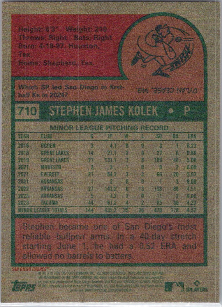2024 Topps Heritage #710 Stephen Kolek San Diego Padres