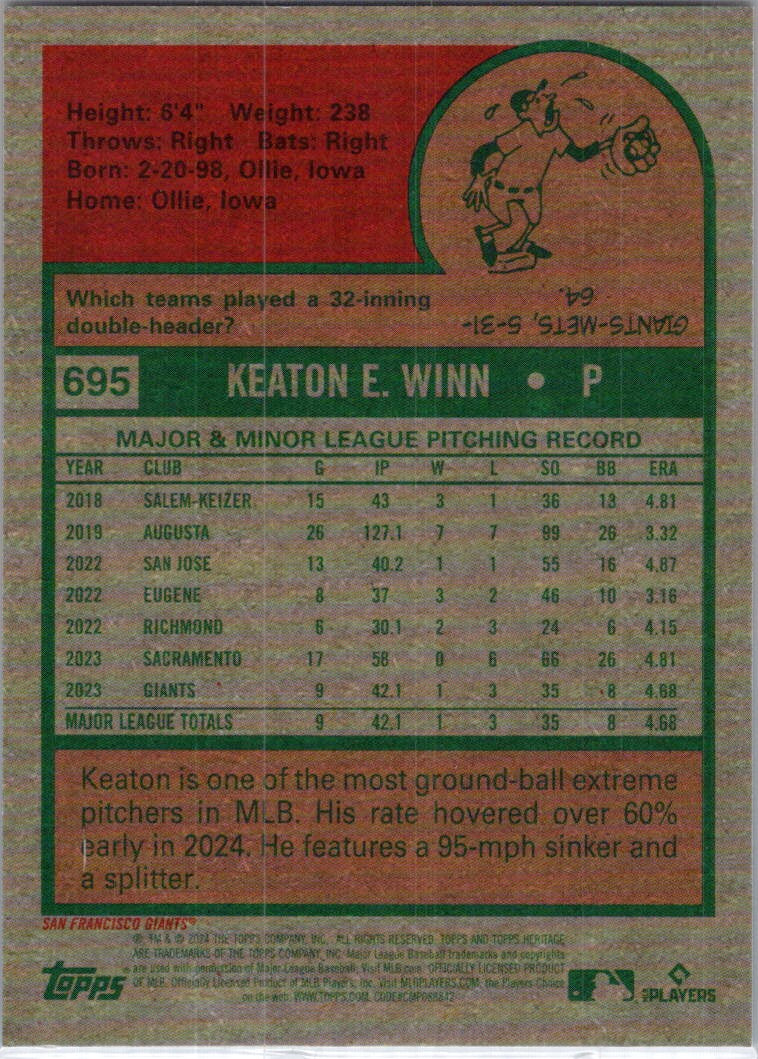 2024 Topps Heritage #695 Keaton Winn Chrome #/699 San Francisco Giants